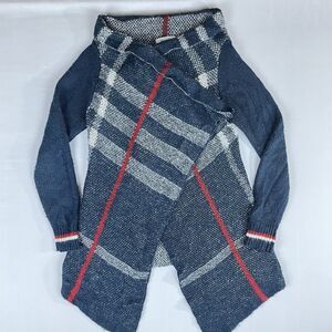 Dress Barn Plaid Cardigan Sweater Wrap Women's Small Navy Preppy Dark Academia